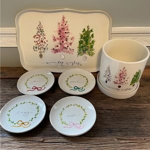 Holiday Tray, Plates & Plant Holder Set